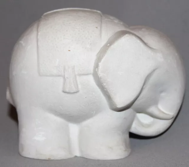 Vintage Hand Made Elephant Plaster Figurine Money Bank