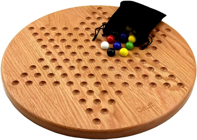 14 inch Solid Oak Wooden Chinese Checkers Board Game