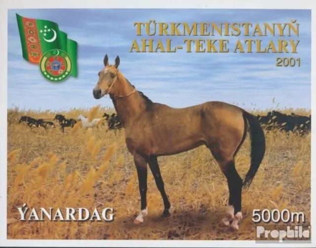 Briefmarken Turkmenistan 2001 Mi Block11 postfrisch Pferde