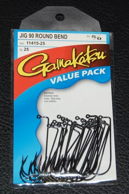 25 Pack Gamakatsu 29113-25 Bronze Jig Hooks 60 Degree Round Bend - Size 3/0