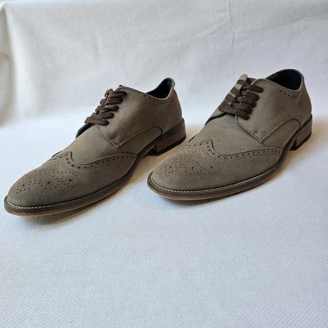 Joseph Abboud Mens suede wingtip shoes Grey Size 10 Preppy‎ Classic Joseph Abboud Size 10 Wing Tip Design Brown Suede Mens Shoes  main image 4