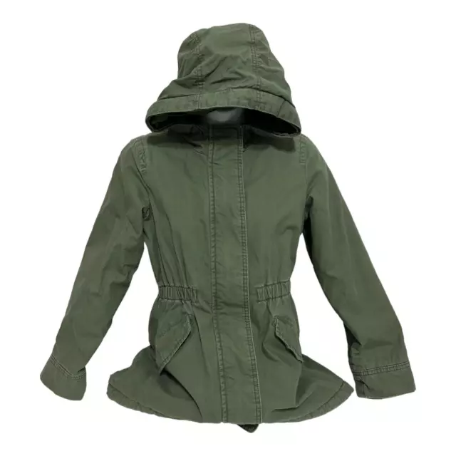 Gap Kids Girls Size Large Olive Green Parka Jacket Hooded Coat Sherpa Lined 3