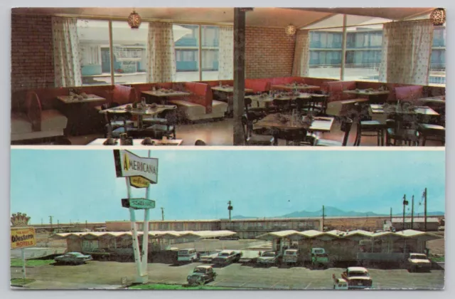 Postcard Americana Motor Inn Motel Lordsburg New Mexico, multi-view, old cars