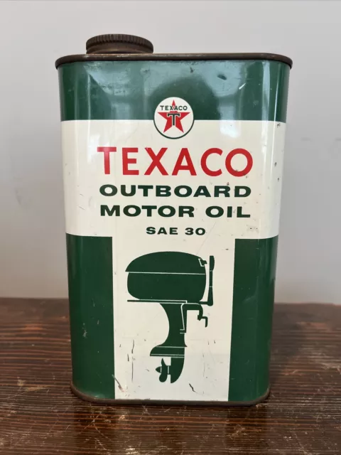 Vintage Texaco Outboard Motor Oil 1 Quart Can Sealed Full  1959