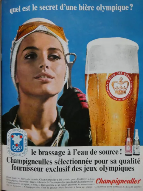 Publicité De Presse 1967 La Bière Champigneulles Sélectionné Aux Jeux Olympique.