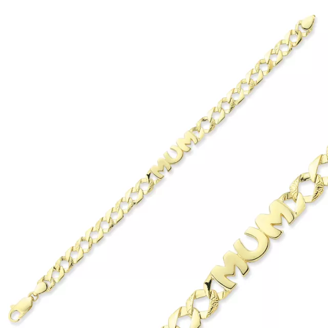 9Ct Gold Ladies Mum Bracelet Solid Identity Curb Name Chain Id Gift Box