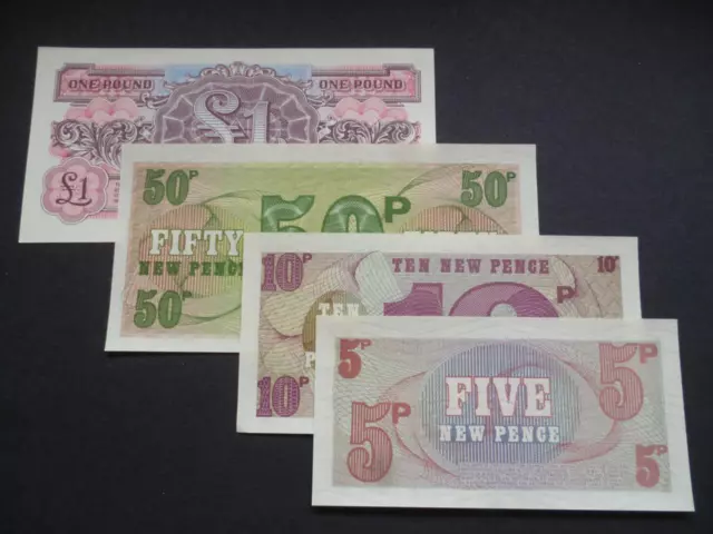 British Military Armed Forces Special Vouchers Set Of Four Notes Uncirculated. 2