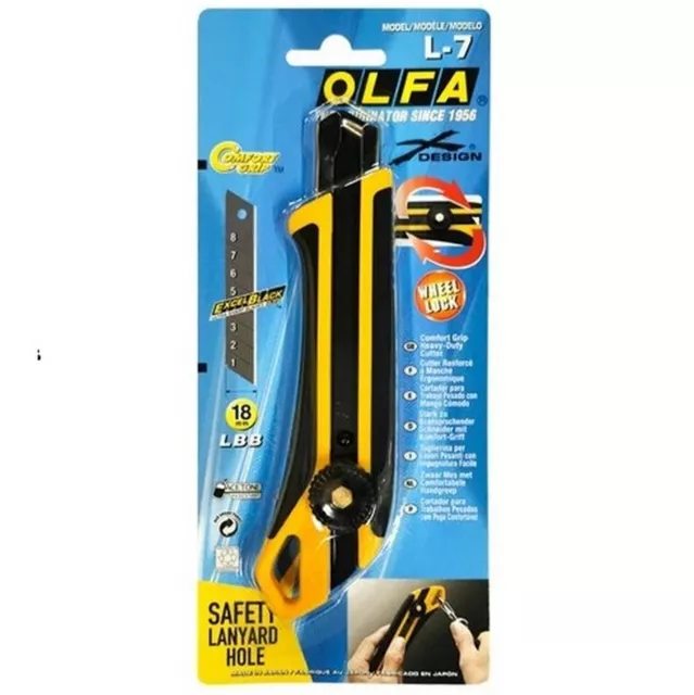 Cutter OLFA L-7 18mm per cartongesso gomma corde tessuti cartonati made in Japan