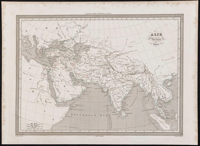 1840 - Carte de l'Asie ancienne et historique - Dufour - Gravure