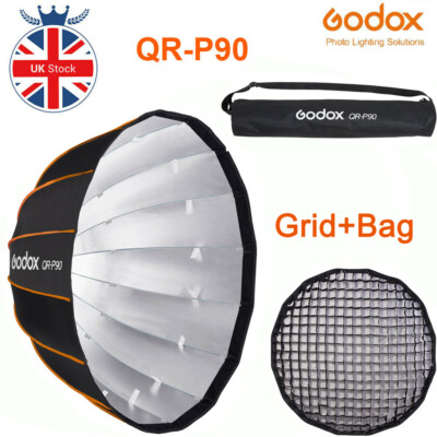 GRIGLIA PER BOWENS Luce REGNO Unito GODOX QR-P90 90cm PARABOLICA rapidamente reumatiche Deep Softbox 