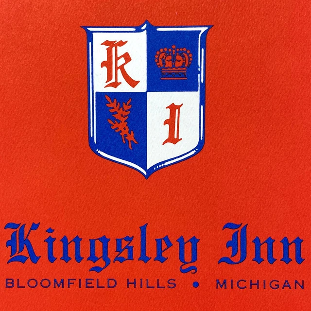 VINTAGE 1961 KINGSLEY Inn Restaurant Menu Bloomfield Hills Michigan £48