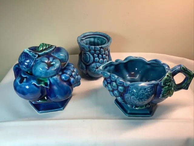 Lot 1960 Retro INARCO BLUE MOOD Grapes & Fruit Sugar & Creamer       768