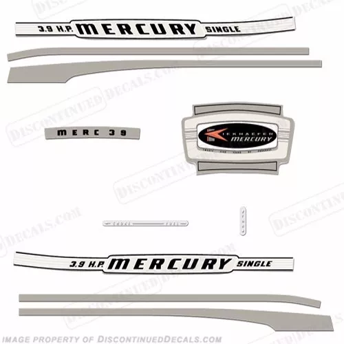 Fits Mercury 1964 3.9hp Outboard Decal Kit - Reproduction Decals In Stock!