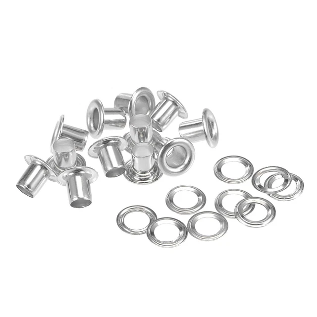Passacavi Occhielli con Rondelle Kit 9x4,5x7mm Rame Gommino Argento Tono 100 Set