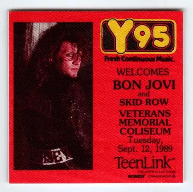 Bon Jovi Skid Row Backstage Concert Pass Original 1989 Hard Rock Music Cloth
