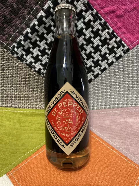 Dr. Pepper Bottle - Vim Vigor & Vitality Waco Tx 1885-1985 Full Unopened Bottle