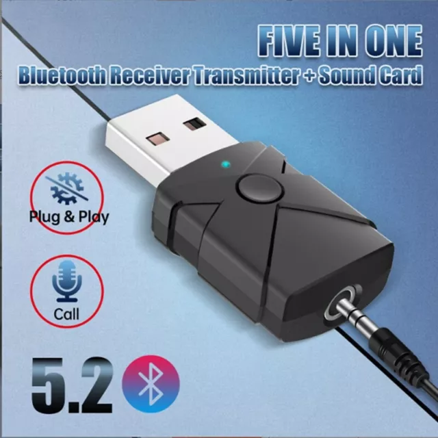 USB Bluetooth 5.2 Audio Adapter Drahtloser EmpfäNger Sender Soundkarte 3,5 5499