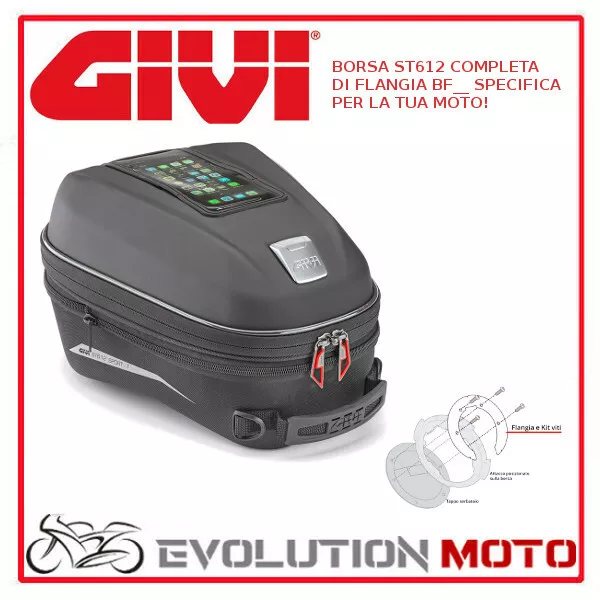 Borsa St612 Givi + Flangia Bf03 Honda Vfr 1200 F 2010 > 2016 Borsello Serbatoio