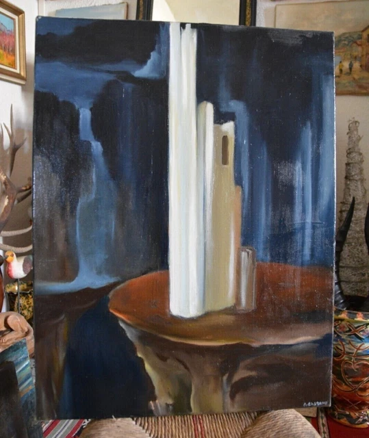 tableau huile sur toile abstrait / Surréaliste signé Castano