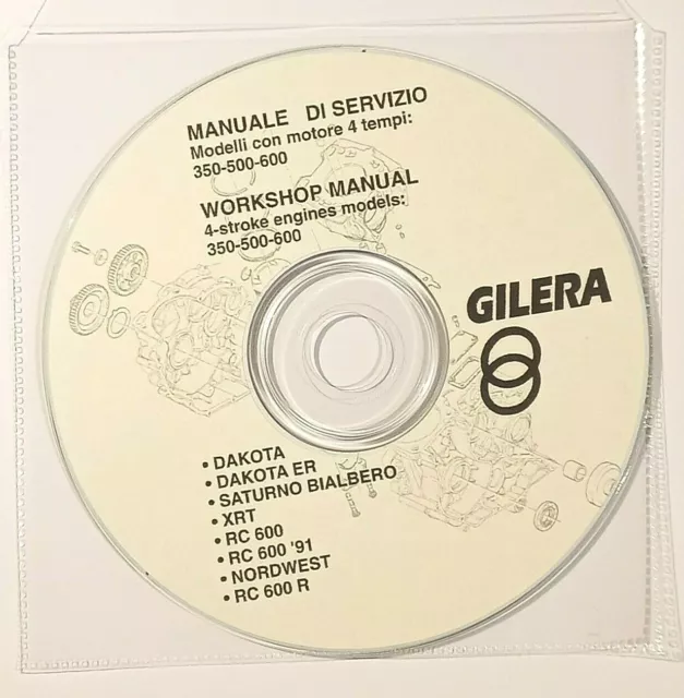 Cd Manuale Officina Serv. Gilera Dakota Saturno Xrt Rc-600 Nordwest 350-500-600