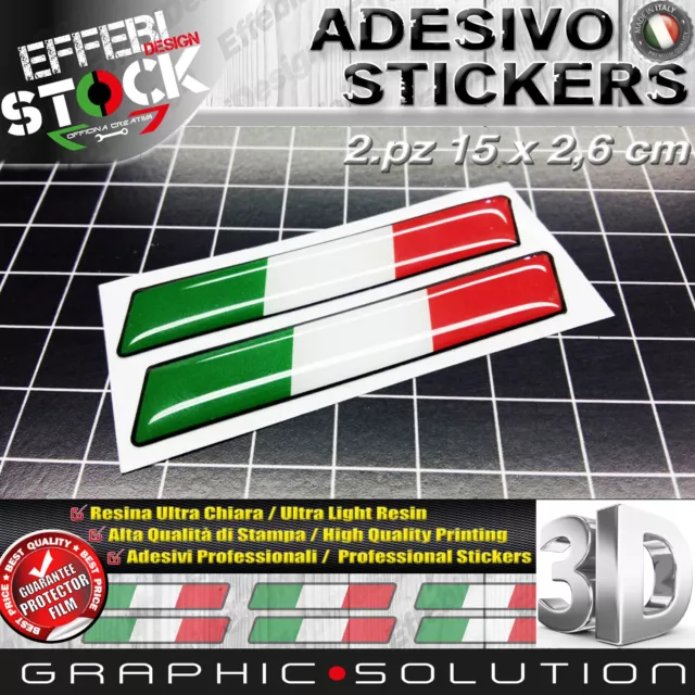 Adesivo Adesivi Sticker 3D ITALY ITALIA FLAG BANDIERA AUTO MOTO 2PZ Resinati