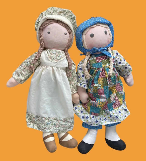 Vintage Holly Hobbie And Friend Heather Rag Dolls Knickerbocker 1970s Large 26”