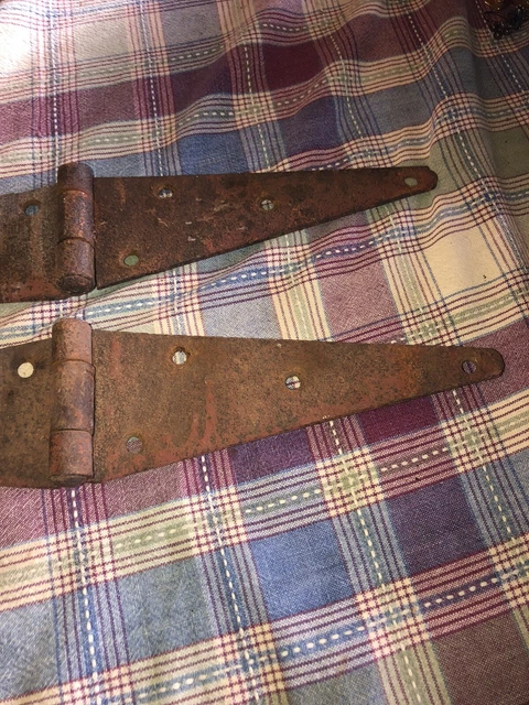Vtg Lot Of 2 Barn Strap Hinges Farmhouse Gate Rustic Decor See Below 8