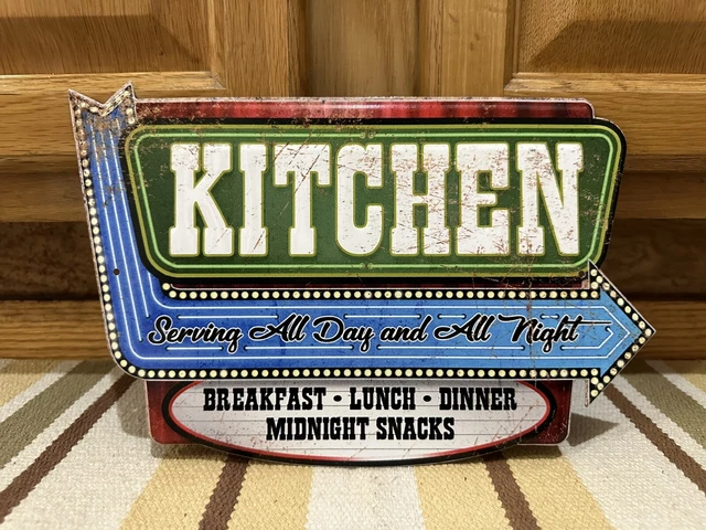KITCHEN SIGN BREAKFAST Lunch Dinner Diner Wall Decor Vintage Style ...