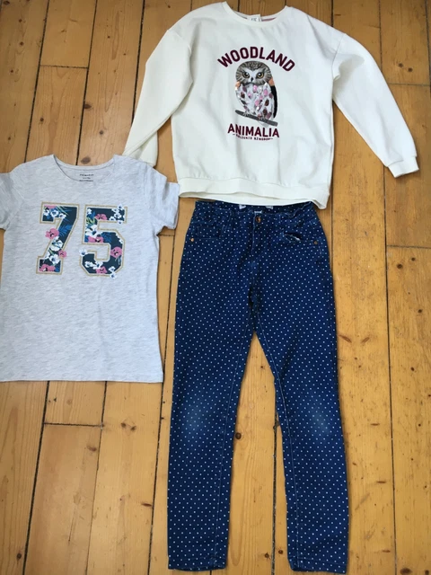Pacchetto abiti da ragazza M&S jeans H&M top, t-shirt età 10-11 anni