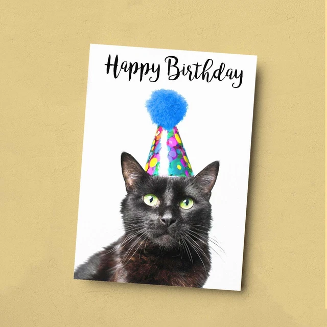 BLACK CAT BIRTHDAY Card For Her Him Friend Mum Dad Sister Brother Fun ...