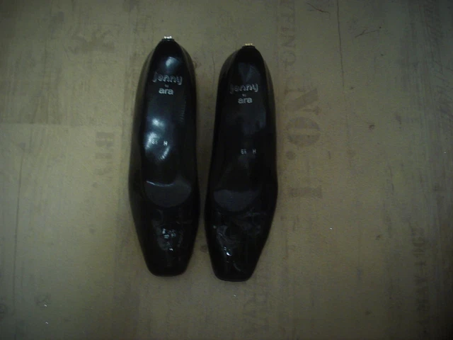 Jenny by ARA  Gr 6  1/2 schwarze superbequeme Pumps im Krokolook 3,5 cm Blockabs