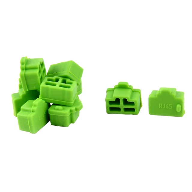 PC portable Hub Ethernet RJ45 Porte couvercle anti-poussière bouchon Vert 10Pcs