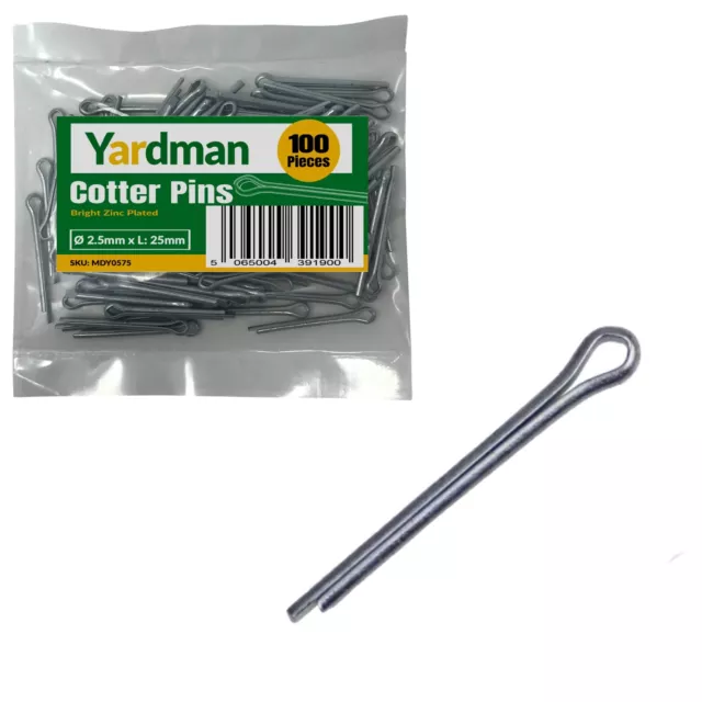 YARDMAN Cotter Pins – 100-pcs Split Pins – Diameter 2.5mm x L: 25mm