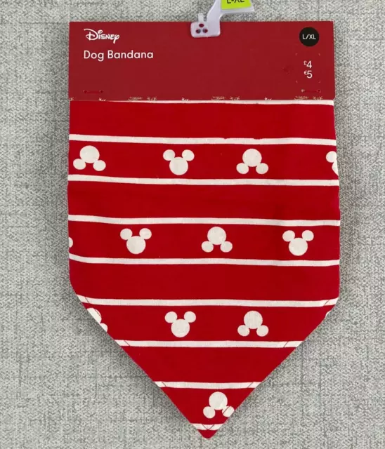 Disney Mickey Mouse Red & White Dog Bandana Neck Tie Scarf 100% Cotton Large XL