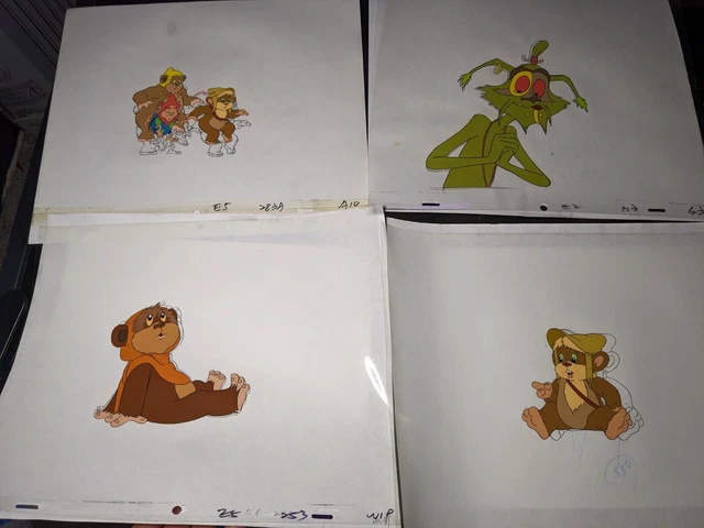 EWOKS animation cels BACKGROUND production art  Vtg Star Wars Toys Figures I11