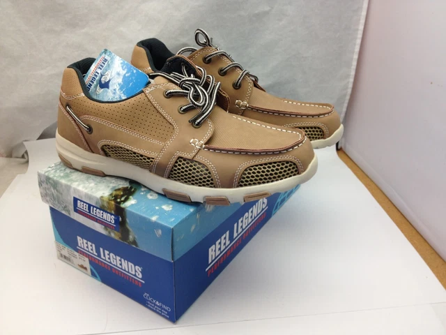 REEL LEGENDS MENS Atlantic Boat Shoes Parchment Tan New in Box size 10.5 JD  $49.99 - PicClick