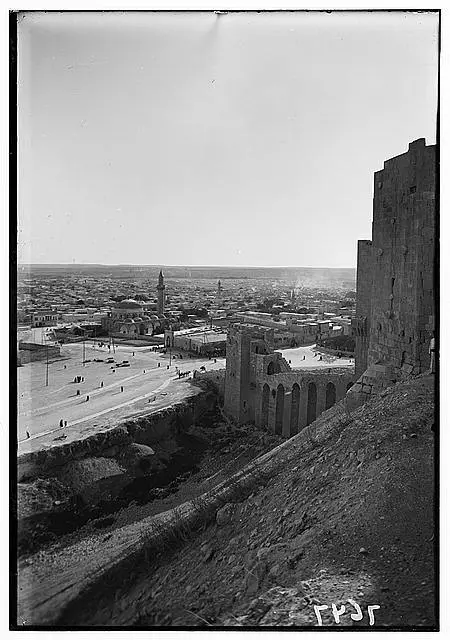 Aleppo, From the castle showing moat and entrance 1920s Old Photo