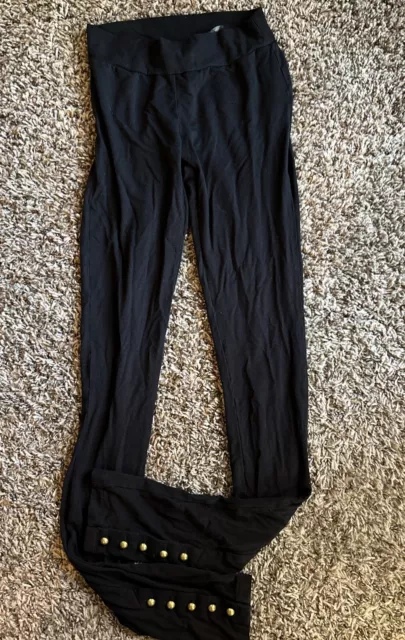 Patterson J. Kincaid Women Black Leggings with gold button design Size Small