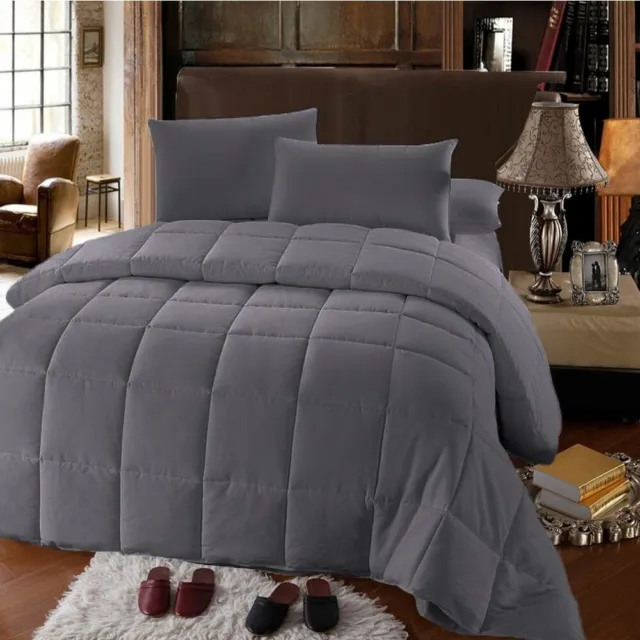 Gray Down Alternative Comforter All Season Hypoallergenic Duvet Insert All Sizes