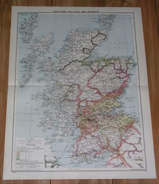 1940 Vintage Wwii Map Of Scotland Railways Railroads Rail Transportation