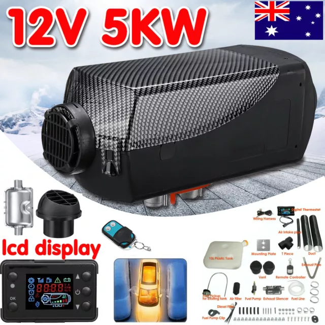 12V Diesel Heater 5KW Air Tank Remote Control LCD Thermostat Caravan Motorhome