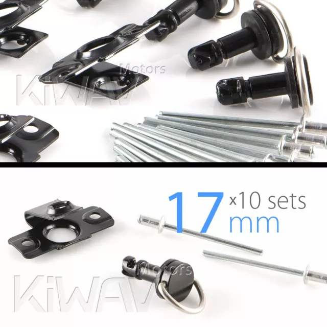 Schnellverschluss-Set zum Nieten für Motorrad 17mm schwarz 10 stücke ε