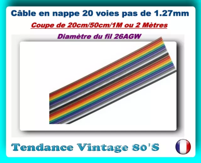 *** Coupe De 20/ 50Cm / 1 Ou 2M De Cable En Nappe 20 Voies / 26Agw / 1.27Mm ***