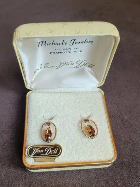 Vintage Van Dell 12K Gold Filled Earrings in original Box