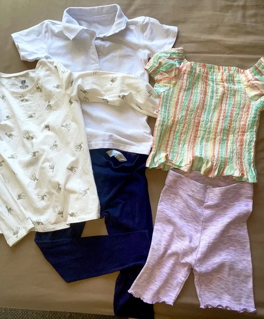 PACCHETTO ABBIGLIAMENTO RAGAZZE 6-8 anni top pantaloncini leggings 5 pezzi carini in perfette condizioni H&M e