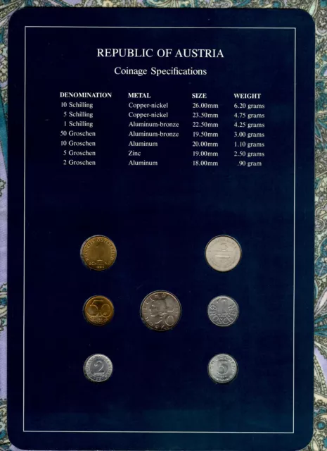Coin Sets of All Nations Austria 1962-1994 UNC 5 Schilling 1962 Silver 1.9.89 2