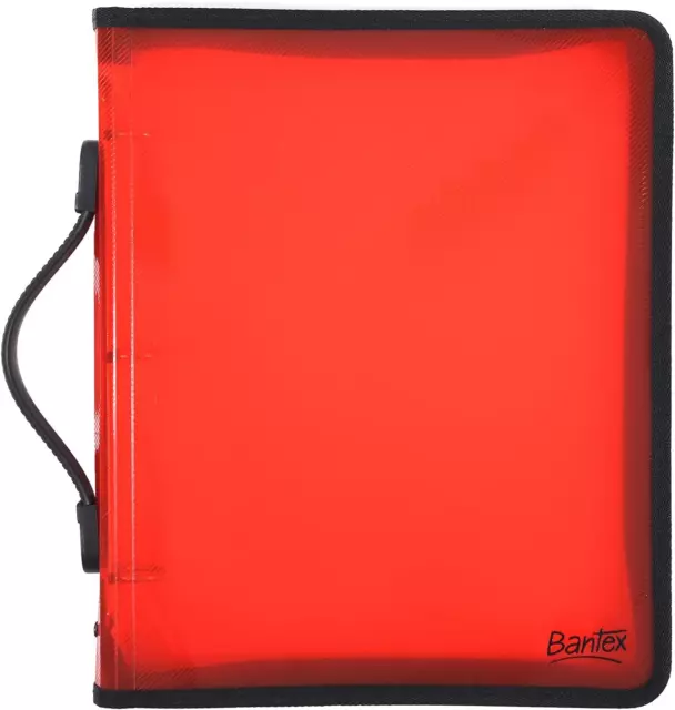 Bantex, Translucent Zipper Binder, PP, A4, 3-O Ring, 25Mm, Red