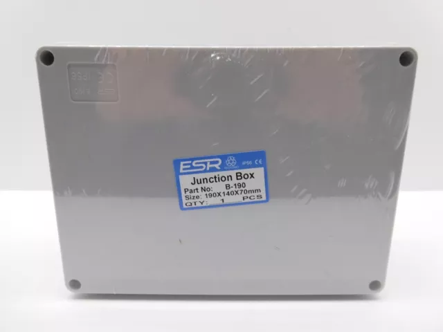 ESR ENCLOSURE JUNCTION BOX ADAPTABLE PVC PLASTIC IP56 WATERPROOF 190x140x70mm