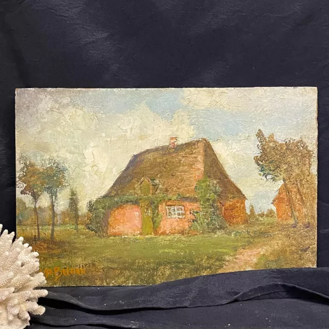 Late 19th / early 20th Century French Impressionist Oil on Wood country cottage