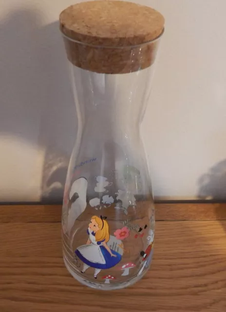 LOVELY ALICE IN WONDERLAND Glass  Carafe / Vase With Cork Stopper. NEW. REF MJ